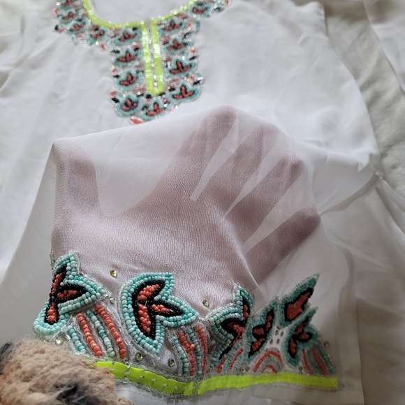 LUCKY & COCO Women's Sheer Beaded Cover Up - Picture 6 of 11